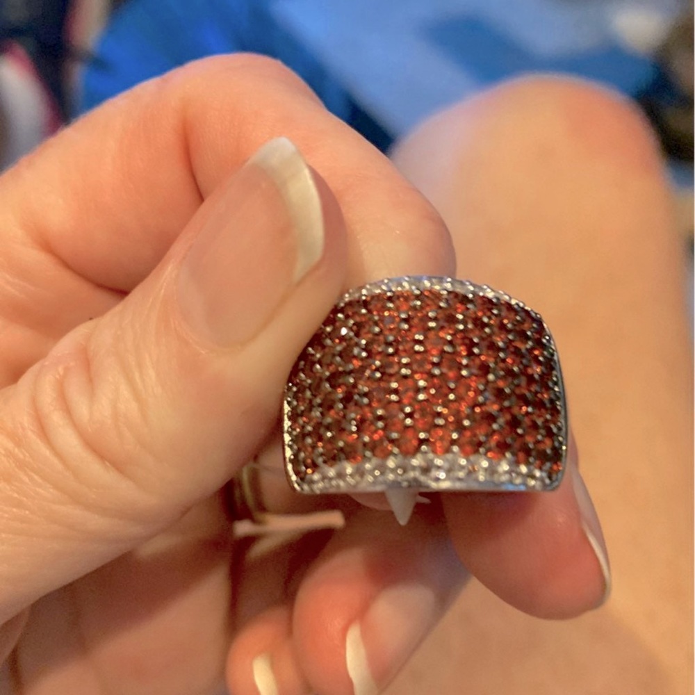 EvineBrown Stone Sterling Ring wide Band 9
